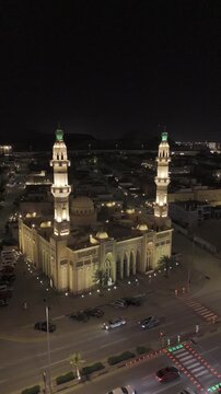 Al Ahsa, Saudi Arabia-April 16, 2026: Aerial orbit around Sheikh Abdullah Mosque