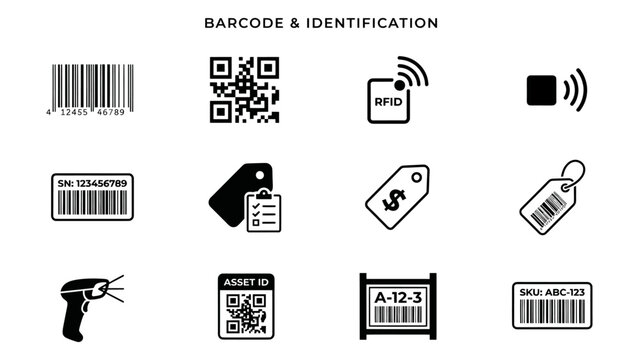 Barcode and Identification Icon Set