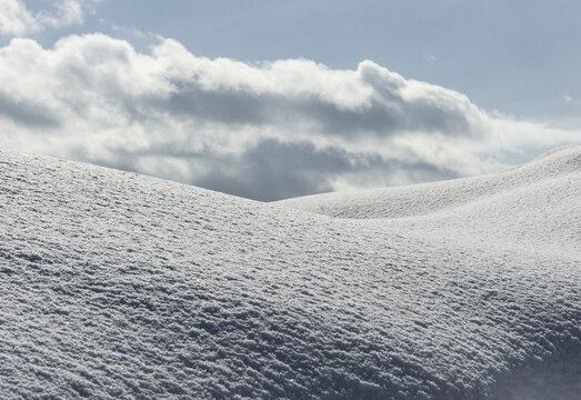 Textured Powder Snowdrift Under Cloudy Hokkaido Sky