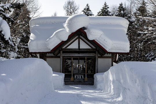 Traditional Wooden Building Buried in Deep Niseko Snow