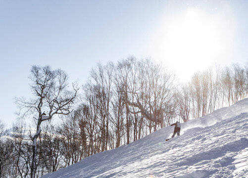 Powder skiing in Niseko, Hokkaido, Japan in winter