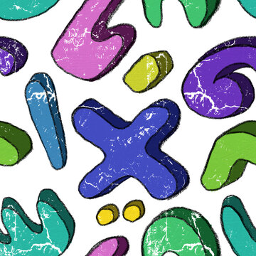 3D abstract retro geometric shapes seamless pattern on on isolated transparent background.