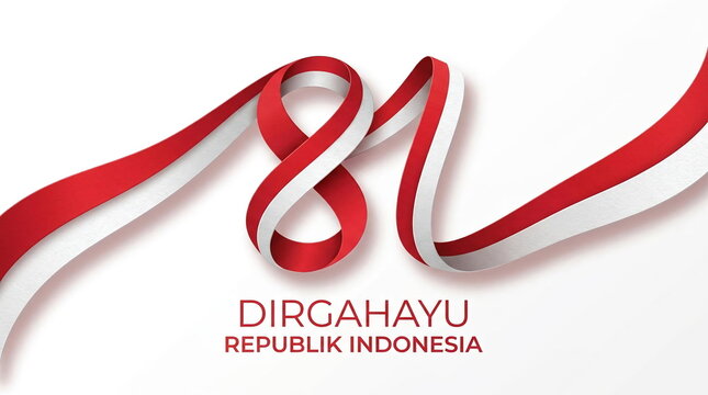 Indonesian independence day 81 years celebration greeting design.
