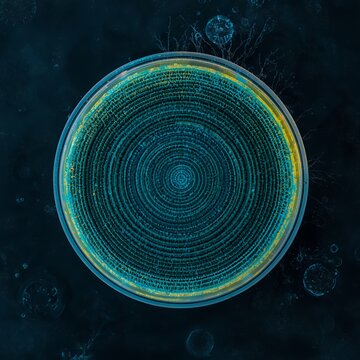 Abstract circular pattern of microbial growth
