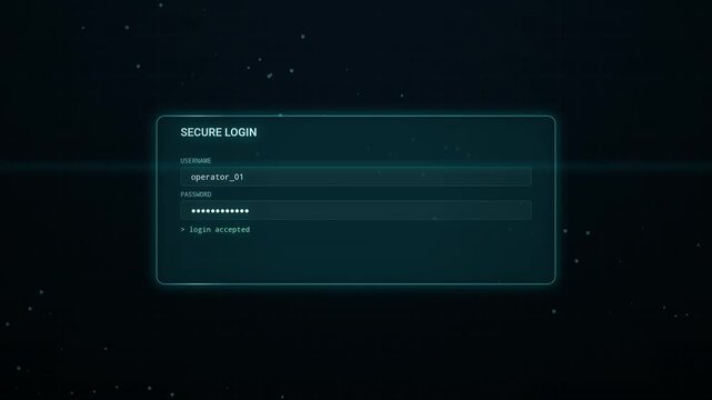 Futuristic Digital Secure Login Interface Screen With Password Entry