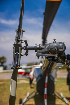 Helicopter rotor close-up showcasing aviation details