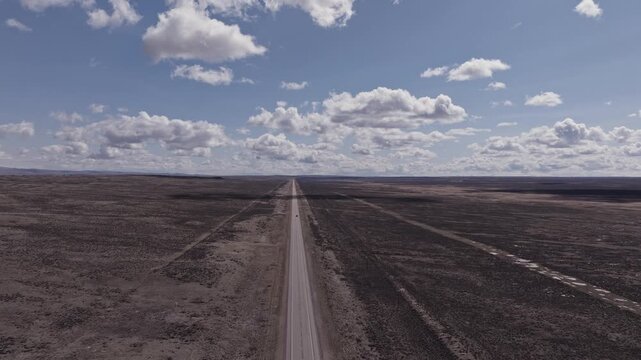 Endless Rural Road Through the Wyoming Plains Near Shoshoni, Wyoming