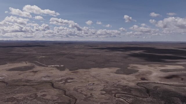 Aerial View of an Arid Plain Landscape. Shoshoni, Wyoming