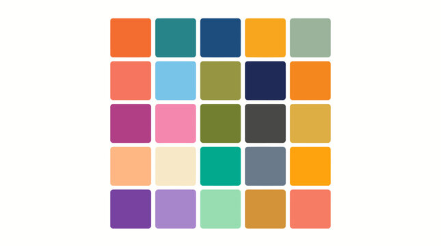 A colorful grid of 25 squares in various shades, arranged in a 5x5 pattern