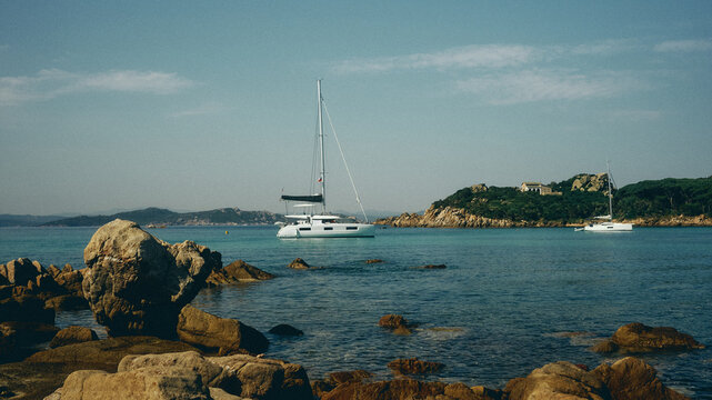 yachts in the bay in Sardinia