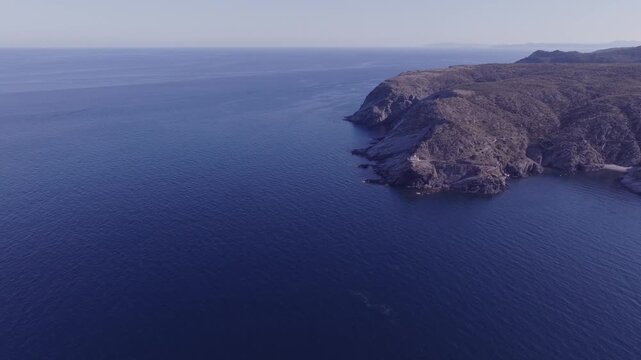 Aerial views of a small Spanish coastal town in the north eastern territory of Catalonia. Cadaques, Spain