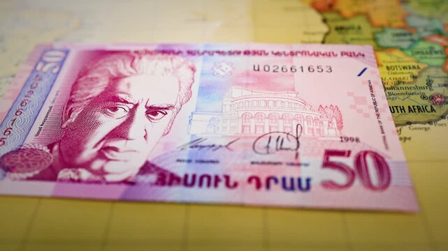 Armenian Fifty Dram Banknote Featuring Composer Aram Khachaturian