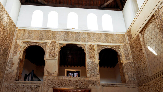 Moorish courtyard arches and plasterwork in Cordoba, Spain