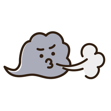 強風・台風のかわいい手描きのキャラクター風イラスト
