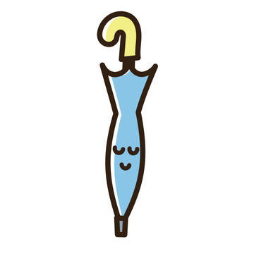 閉じた傘の顔つきのかわいい手描きイラスト