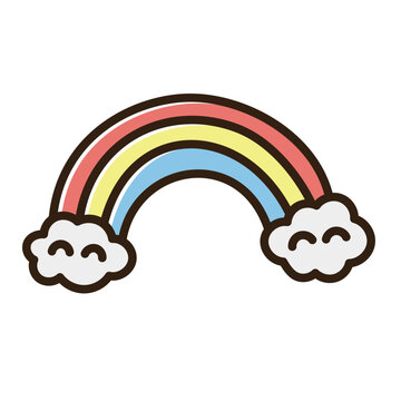 かわいい虹と雲の落書き風イラスト