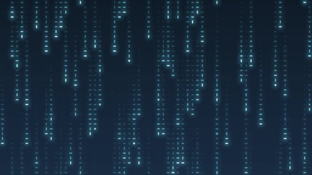 Falling digital code rain glowing streaks seamless loop in rich cyan tones
