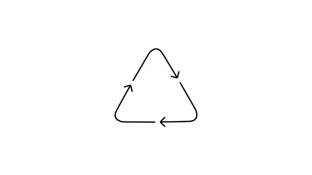 Recycling ui icon line animation. Moving arrows, switching. Waste management. Internet, ecology. Reprocessing animated user interface element isolated on white. 4k video with alpha channel.
