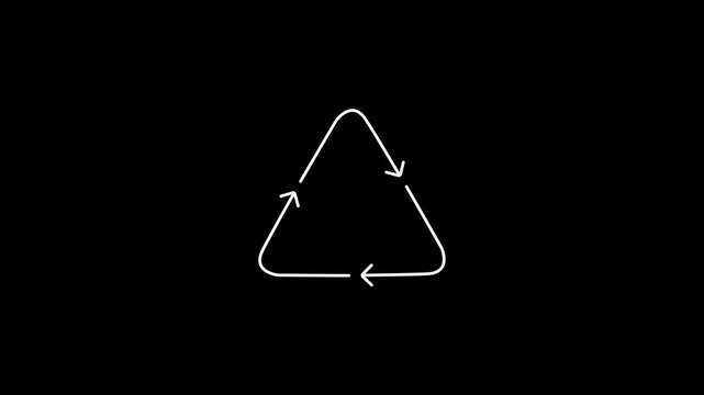 Recycling ui icon line animation. Moving arrows, switching. Waste management. Internet, ecology. Reprocessing animated user interface element isolated on white. 4k video with alpha channel.