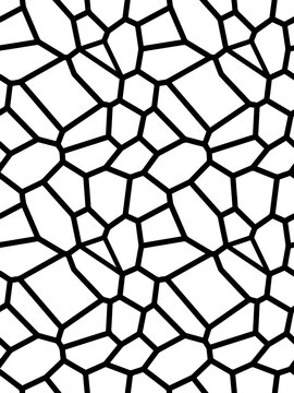Black and white geometric polygon mosaic voronoi seamless pattern background