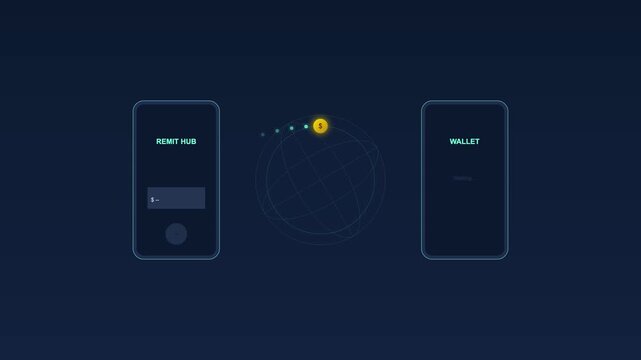 Digital currency transfer concept with mobile devices and network