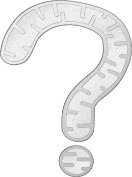 Mitochondrial question mark, monochrome, transparent background