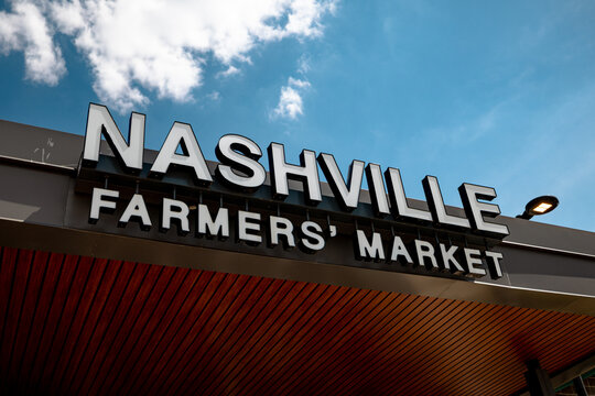 Nashville, Tennessee - June 5, 2026: Signage outside the farmer's market in Nashville Tennessee