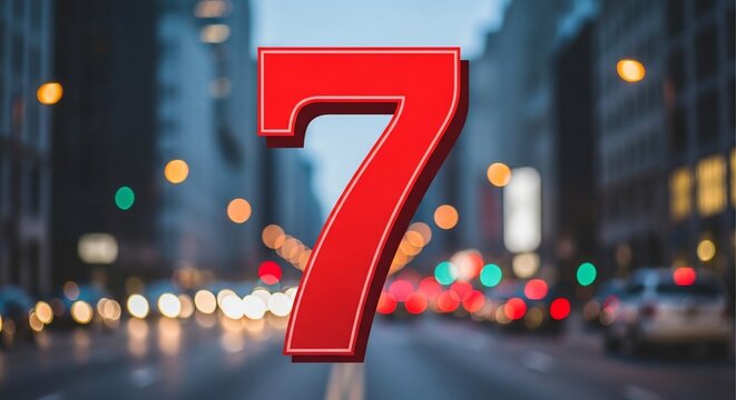 Red number seven urban backdrop