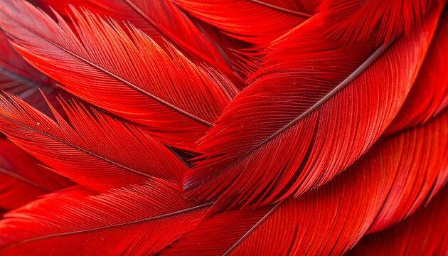 Red feathers close up