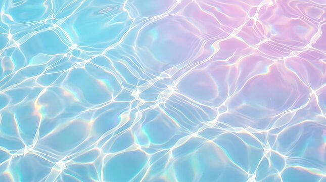 Abstract iridescent pastel water ripples with shimmering light caustics