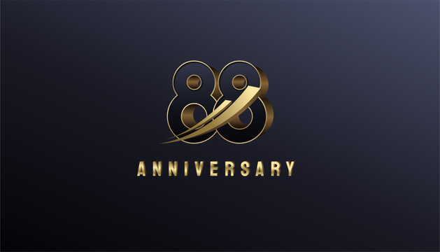 Elegant Gold 3D Rise Arrow Number 88th, 88th Happy Anniversary with Simplicity, Geometric and Modern.