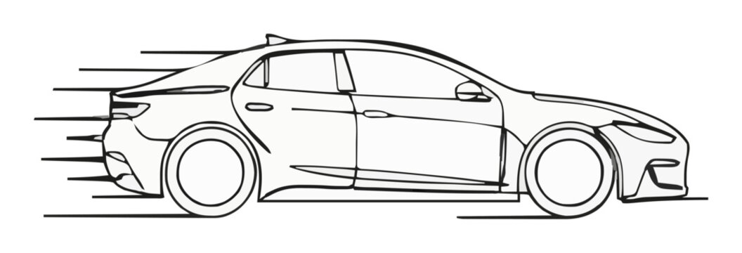 Hydrogen fuel cell car motion line art illustration. Generative AI