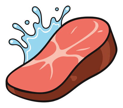 Savory roast beef slice splashing liquid vector illu.... Generative AI