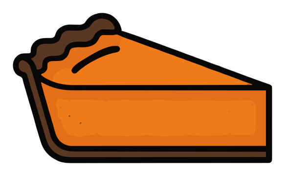 Slice of pumpkin pie perspective view flat vector. Generative AI