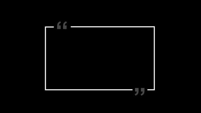 Animated rectangle Quote box or Speech Bubble Animation FOR Messages and Communication UI Clean Talk Bubble. Rectangle box with quotation marks animation, 4K