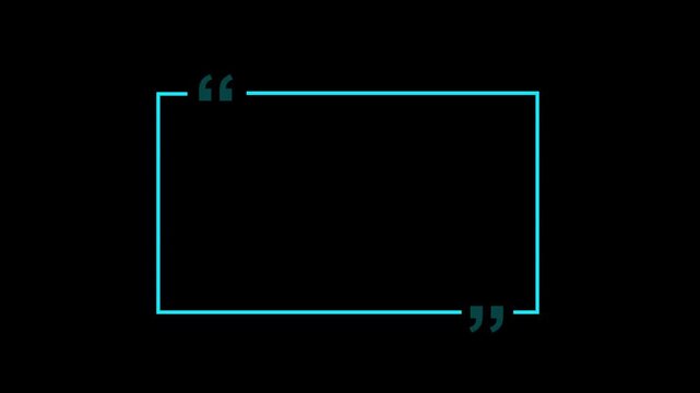 Animated rectangle Quote box or Speech Bubble Animation FOR Messages and Communication UI Clean Talk Bubble. Rectangle box with quotation marks animation, 4K
