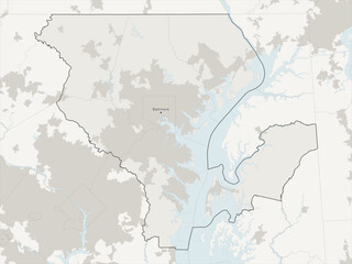 Fototapeta premium Baltimore-Columbia-Towson metropolitan area vector map with county boundaries, urban footprint and hydrography, Maryland, USA