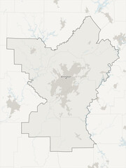 Fototapeta premium Birmingham metropolitan area vector map with county boundaries, urban footprint and hydrography, Alabama, USA