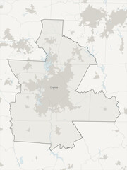 Fototapeta premium Charlotte-Concord-Gastonia metropolitan area vector map with county boundaries, urban footprint and hydrography, North Carolina and South Carolina, USA