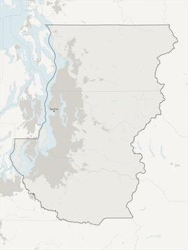 Seattle-Tacoma-Bellevue metropolitan area vector map with county boundaries, urban footprint and hydrography, Washington, USA