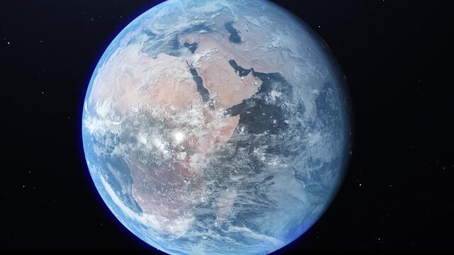 Stunning 4K Earth rotation animation with realistic cloud movement and atmospheric effects. Perfect for environmental documentaries, climate change presentations, space exploration content, edu