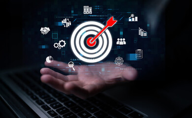 Fototapeta premium Target audience analysis enhances marketing with segmentation, smart profiling, and personalized strategies for improved audience targeting and campaign efficiency. Latch