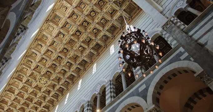 Ornate golden ceiling of pisa cathedral santa maria assunta