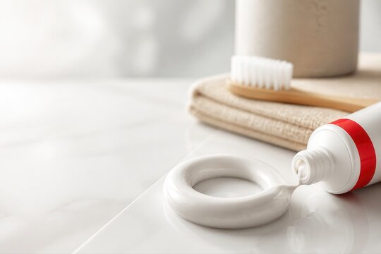Toothpaste tube and toothbrush for oral care branding and hygiene marketing