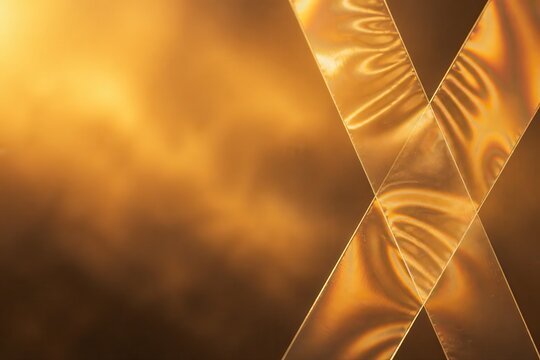 Gold ribbon abstract background with luxurious warm glow