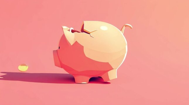 壊れた貯金箱。AIで生成。