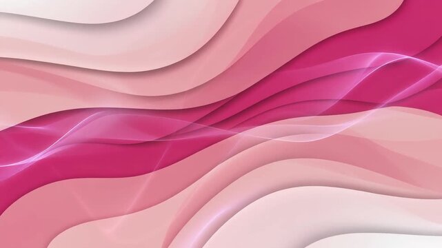 Abstract corporate motion loop background with elegant curved layers in orchid, magenta, blush pink, and pearl white gradient colors.