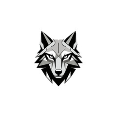 Fototapeta premium wolf head emblem Minimalist geometric line art vector icon with sharp tribal design.
