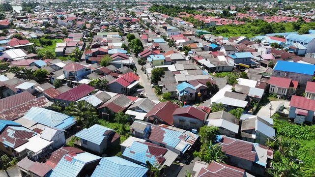 A densely populated residential area in Sungai Andai, Banjarmasin, South Kalimantan