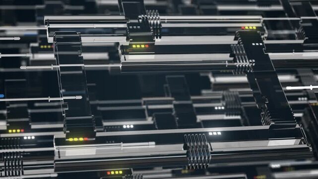 3d looped abstract background with data blocks.
